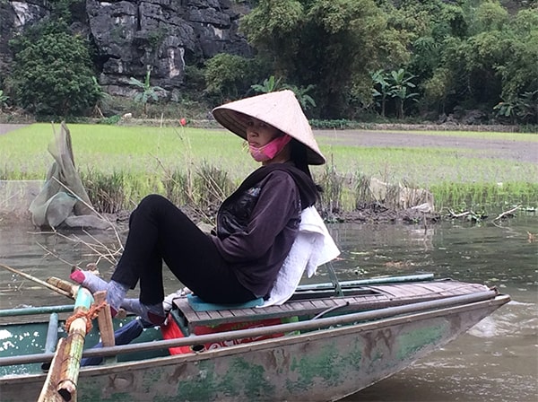 someone relaxing by paddyfields