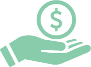 ongoing advice icon of hand with dollar sign above